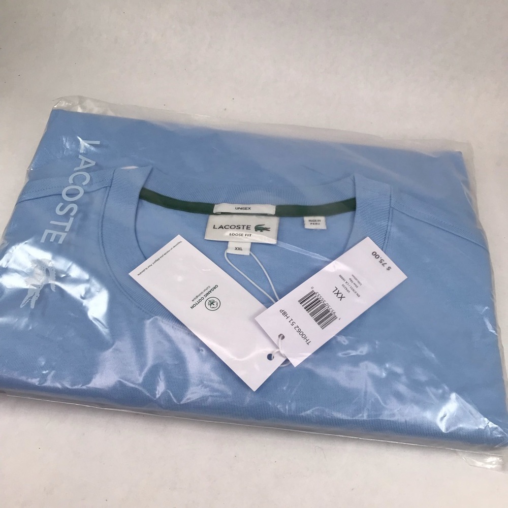 Lacoste Men's Unisex XXL Cotton Blue Loose Fit  T-Shirt Big Croc New